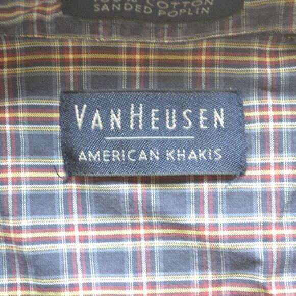 Van Heusen Button Down Shirt Plaid Long Sleeve Size L - Picture 2 of 3